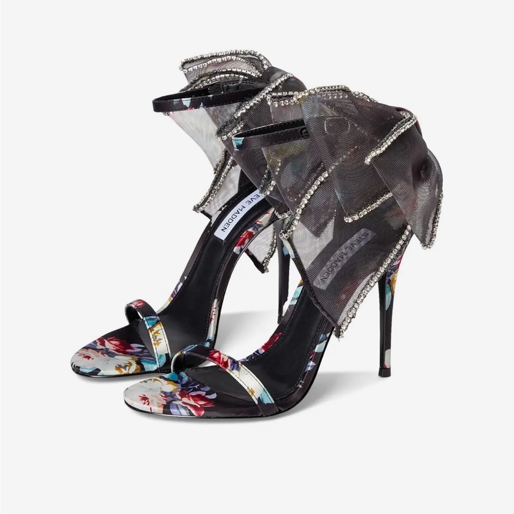 Floral Black Stiletto Heels
